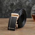 Thắt lưng da nam phong cách lịch lãm thiết kế khóa tự động, Mặt vàng