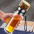 Bình thuỷ tinh giữ nhiệt 2 lớp 350ml có dây đeo tiện lợi 