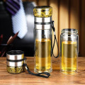 Bình thuỷ tinh giữ nhiệt 2 lớp 350ml có dây đeo tiện lợi 