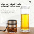 Bình thuỷ tinh giữ nhiệt 2 lớp 350ml có dây đeo tiện lợi 