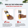 Bình thuỷ tinh giữ nhiệt 2 lớp 350ml có dây đeo tiện lợi 
