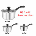 Bộ 3 nồi INOX có tay cầm mặt kính