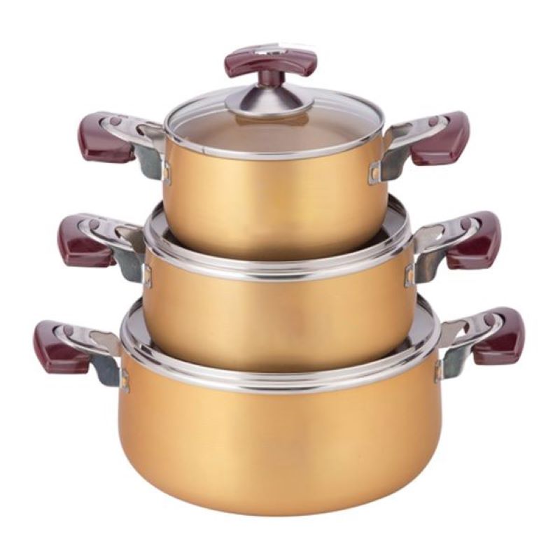 Bộ Nồi Nhôm Có Nắp Kính Chịu Nhiệt Siêu Tốt