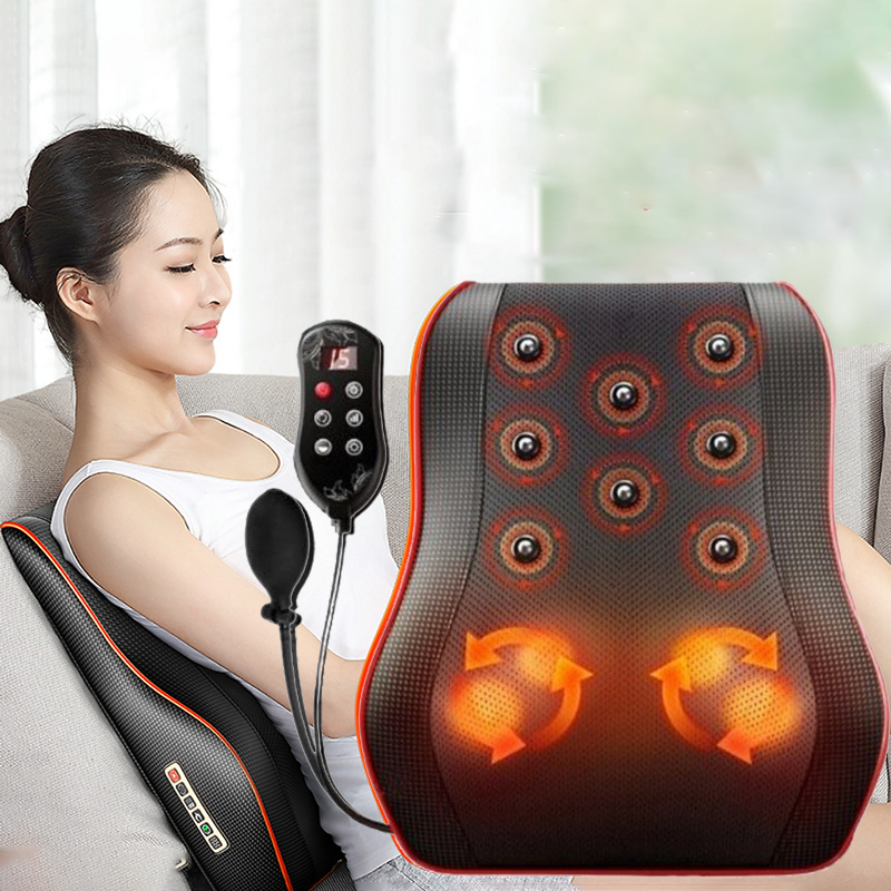 Gối massage hồng ngoại thư giãn cổ, vai, gáy 16 bi dùng cho gia đình và trên ô tô