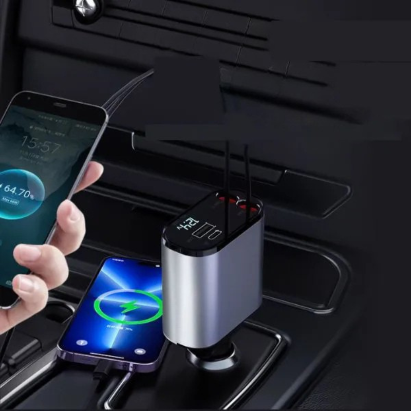 Tẩu sạc ô tô dây rút tự động phù hợp tất cả các thiết bị