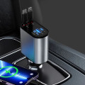 Tẩu sạc ô tô dây rút tự động phù hợp tất cả các thiết bị, 1 cổng lightning (iphone/IOS) + 1 cổng type C