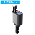 Tẩu sạc ô tô dây rút tự động phù hợp tất cả các thiết bị, 1 cổng lightning (iphone/IOS) + 1 cổng type C