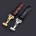 Bộ dây da đồng hồ khoá bướm bền đẹp chống gỉ cao cấp, Size 20 - Màu nâu khóa vàng