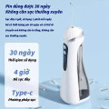 Máy tăm nước cầm tay 3 chế độ kèm 4 đầu vệ sinh và củ sạc, Màu hồng