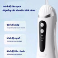 Máy tăm nước cầm tay 3 chế độ kèm 4 đầu vệ sinh và củ sạc, Màu hồng