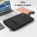 Túi chống sốc laptop, túi đựng macbook 2 ngăn có quai xách, Màu xám - 13inch - 13.3inch