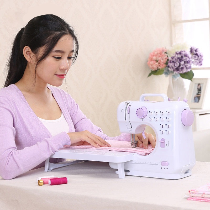 Máy may gia đình đa năng 12 kiểu may có vắt sổ kèm bàn mở rộng kèm phụ kiện