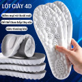 Lót giày thể thao 4D cao su non đàn hồi,thấm hút, thoáng khí cực tốt (1 đôi), Mặt đen - Đệm trắng - Size 39/40