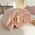 Chăn đũi cotton bông đậu nành kẻ sọc thoáng mát, Chăn đũi kẻ xanh than	