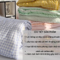 Chăn đũi cotton bông đậu nành kẻ sọc thoáng mát, Chăn đũi kẻ xanh than	