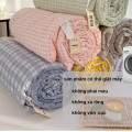 Chăn đũi cotton bông đậu nành kẻ sọc thoáng mát, Chăn đũi kẻ xanh than	