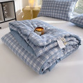 Chăn đũi cotton bông đậu nành kẻ sọc thoáng mát, Chăn đũi kẻ xanh than	