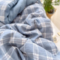 Chăn đũi cotton bông đậu nành kẻ sọc thoáng mát, Chăn đũi kẻ xanh than	