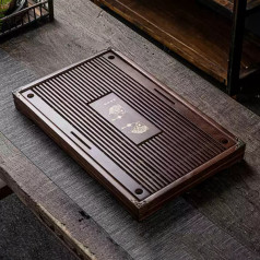 Khay trà gỗ thiết kế họa tiết con cá chạm khắc nghệ thuật