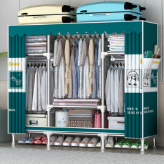 Tủ quần áo khung kim loại dễ lắp ráp đa năng 2, 3 buồng, Loại 3 buồng ( 165*45*170cm ) - Màu xanh gấu