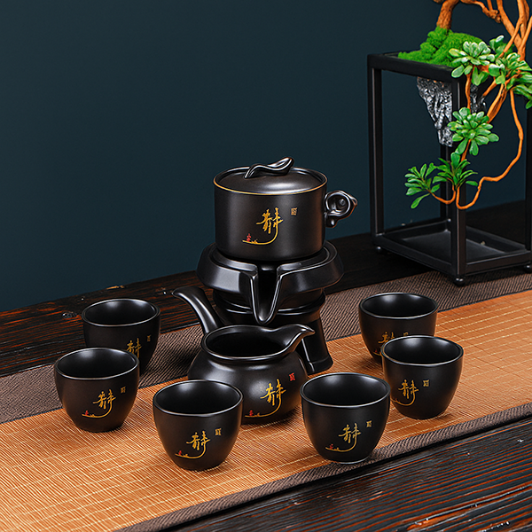 Bộ ấm pha trà cối xay sang trọng in chữ sắc nét cao cấp