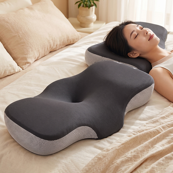 Gối cao su non công thái học thoáng khí nâng đỡ đầu cổ vai khi ngủ