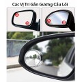 Bộ 2 Gương cầu lồi 5cm viền bạc xoay 360 xóa điểm mù gắn kính chiếu hậu ô tô