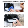 Bộ 2 Gương cầu lồi 5cm viền bạc xoay 360 xóa điểm mù gắn kính chiếu hậu ô tô