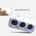 Bộ chia tẩu sạc ô tô 3 cổng kèm 2 cổng USB 12V đa năng