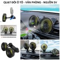 Quạt đôi mini 12v cho xe ô tô đa năng cổng USB tiện lợi