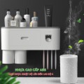 Bộ nhả kem đánh răng tự động dán tường siêu bền, Bộ 3 cốc	