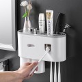 Bộ nhả kem đánh răng tự động dán tường siêu bền, Bộ 3 cốc	