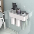 Bộ nhả kem đánh răng tự động dán tường siêu bền, Bộ 3 cốc	