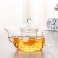 Bộ ấm chén đế nến pha trà hoa cúc thủy tinh chịu lực cao cấp, Bộ ấm chén không khay (Có quai)