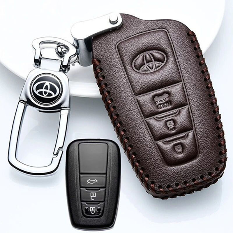 Bao da chìa khóa ô tô Toyota 3 nút bấm da thật cao cấp