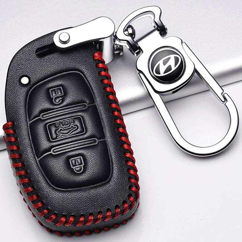 Bao da chìa khóa ô tô Huyndai thiết kế 3 nút bấm sang trọng