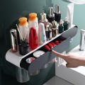 Bộ nhả kem đánh răng thông minh kèm cốc hút từ tính tiện dụng, Bộ 2 cốc	