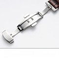 Bộ dây da đồng hồ khoá bướm bền đẹp chống gỉ cao cấp, Size 20 - Màu nâu khóa vàng