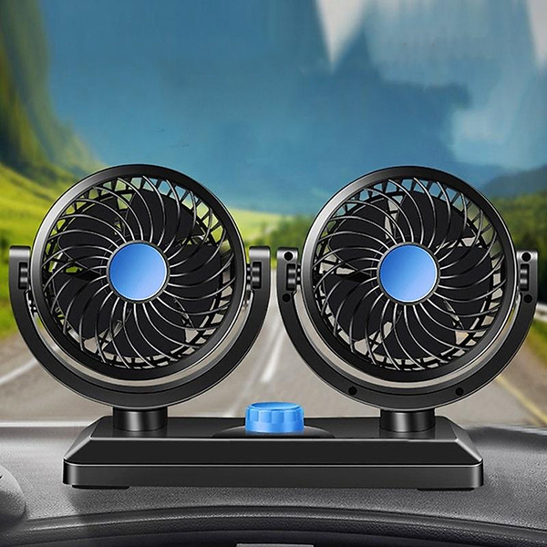 Quạt đôi mini để ô tô xoay 360 độ tiện dụng
