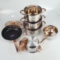 Bộ nồi 6 món 5 đáy kèm nắp kính cao cấp dùng mọi loại bếp