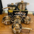 Bộ nồi 6 món 5 đáy kèm nắp kính cao cấp dùng mọi loại bếp