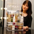 Hộp đựng đồ makeup, mỹ phẩm trong suốt có nắp chống bụi cao cấp