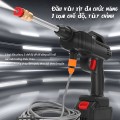 Máy rửa xe mini cầm tay áp lực cao dùng pin tiện lợi