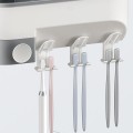 Kệ dán tường để đồ nhà tắm kết hợp giá treo cốc và bàn chải đánh răng