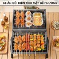 Bếp nướng than hoa 2 ngăn gấp gọn ngoài trời