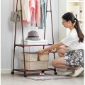 Kệ chữ A treo quần áo và đựng đồ đa năng, có bánh xe di chuyển linh hoạt, Màu đen