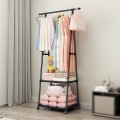 Kệ chữ A treo quần áo và đựng đồ đa năng, có bánh xe di chuyển linh hoạt, Màu đen