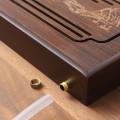 Khay trà tre cao cấp để ấm chén, có giá đựng nước, KT 30x18x3.8cm