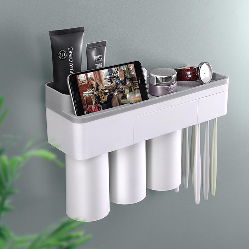 Kệ để cốc, bàn chải đánh răng, đựng đồ nhà tắm dán tường đa năng