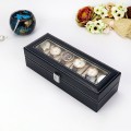 Hộp khay đựng đồng hồ sang trọng 6 ngăn bằng da có nắp kính
